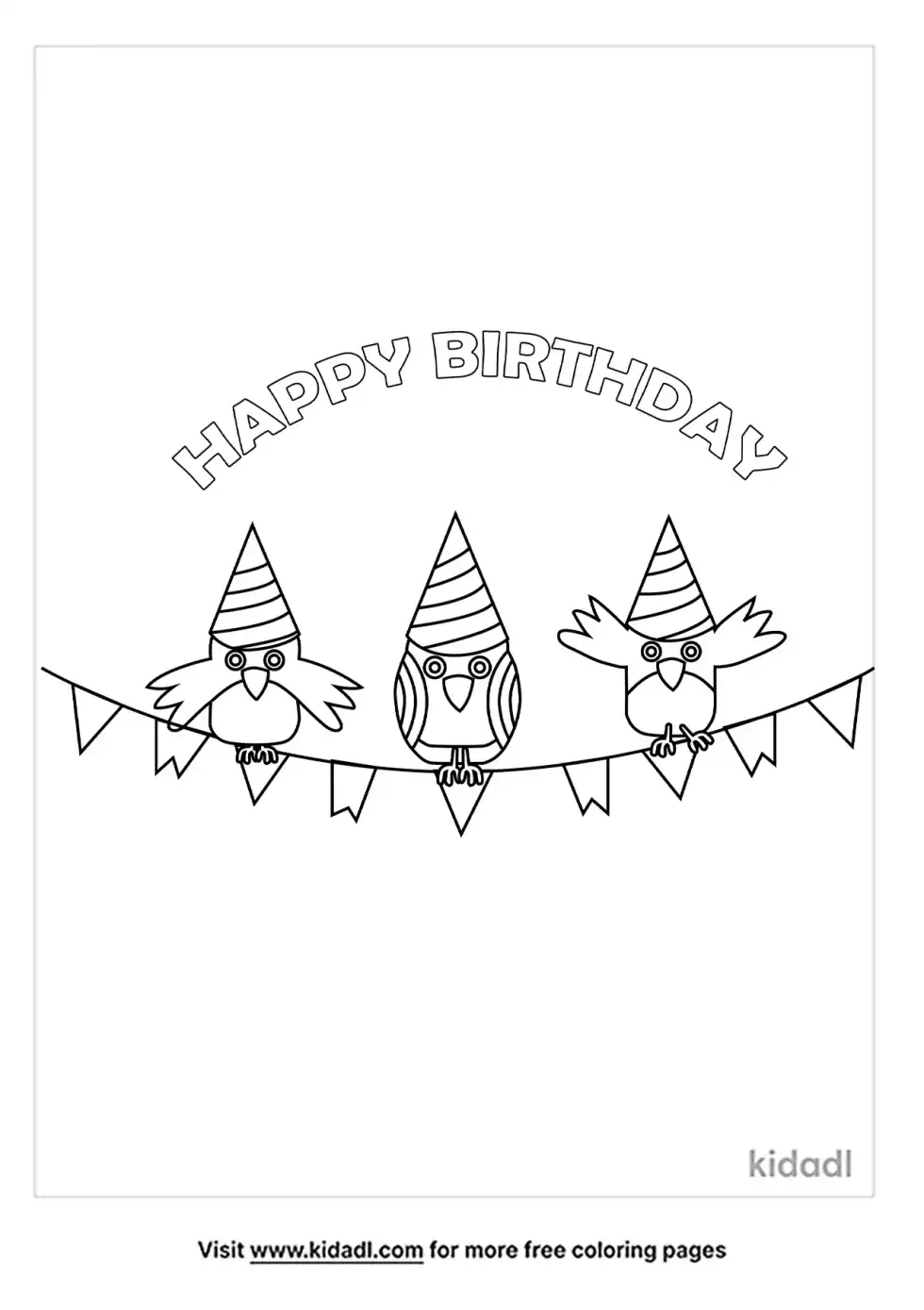 Birds Birthday Coloring Page