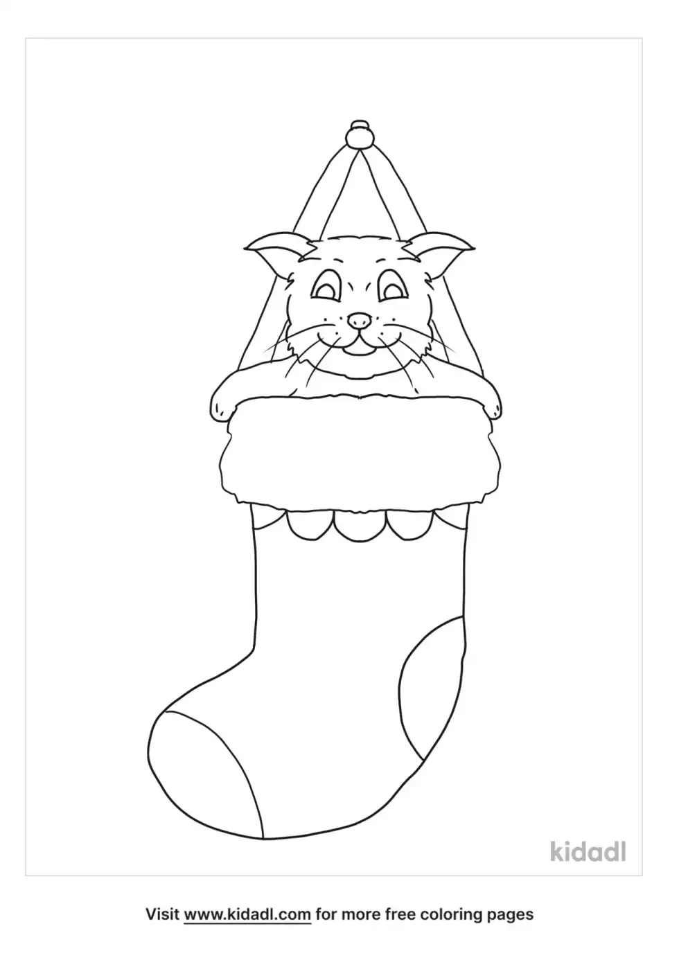 Cat In Stocking Coloring Page