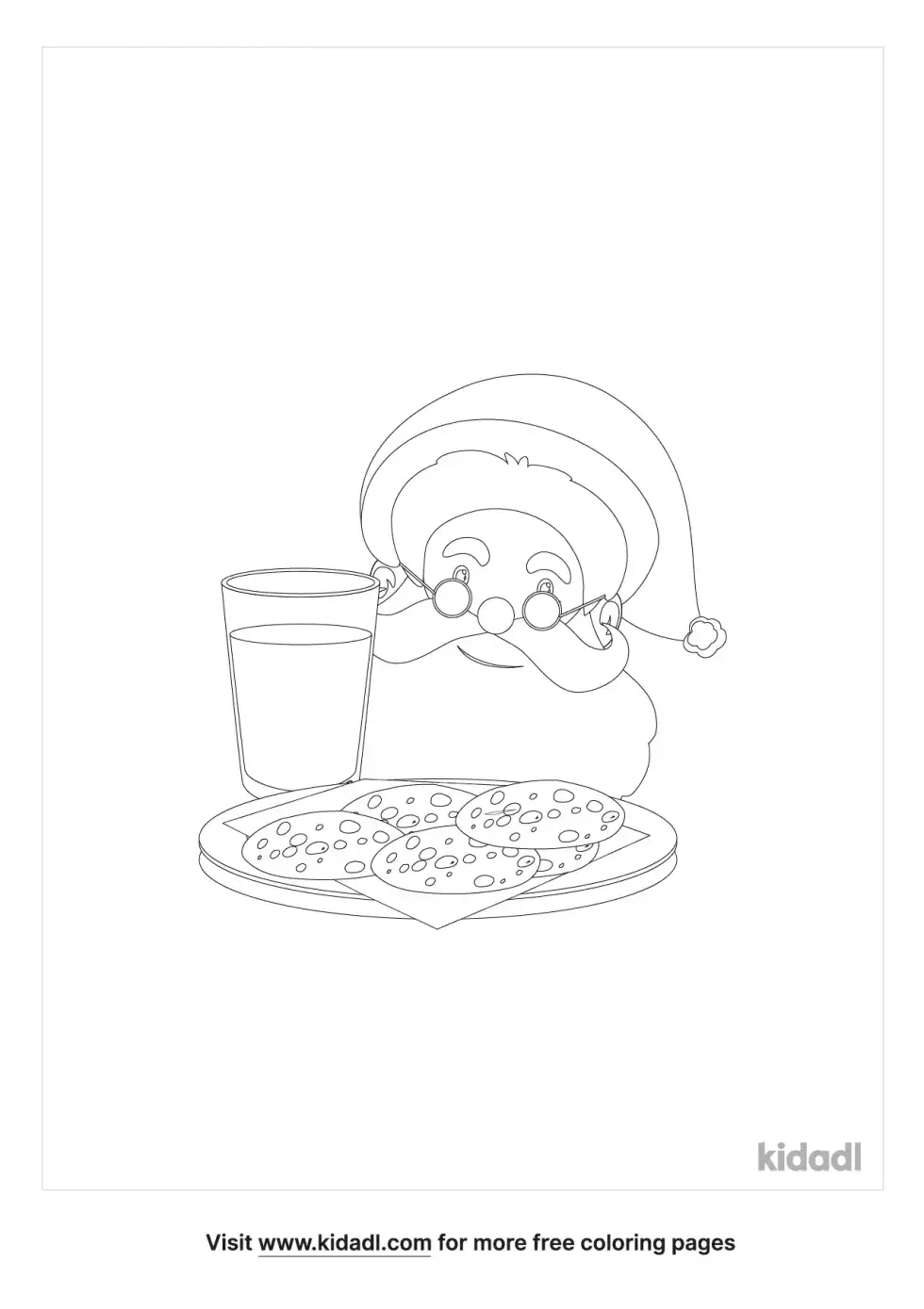 Santa Claus Cookies And Milk Coloring Page