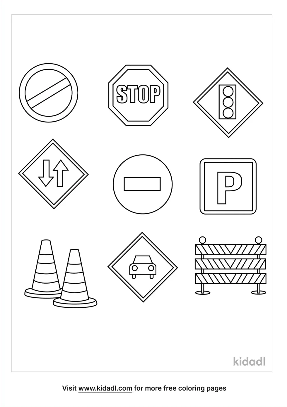Traffic Signs For Kids Coloring Page
