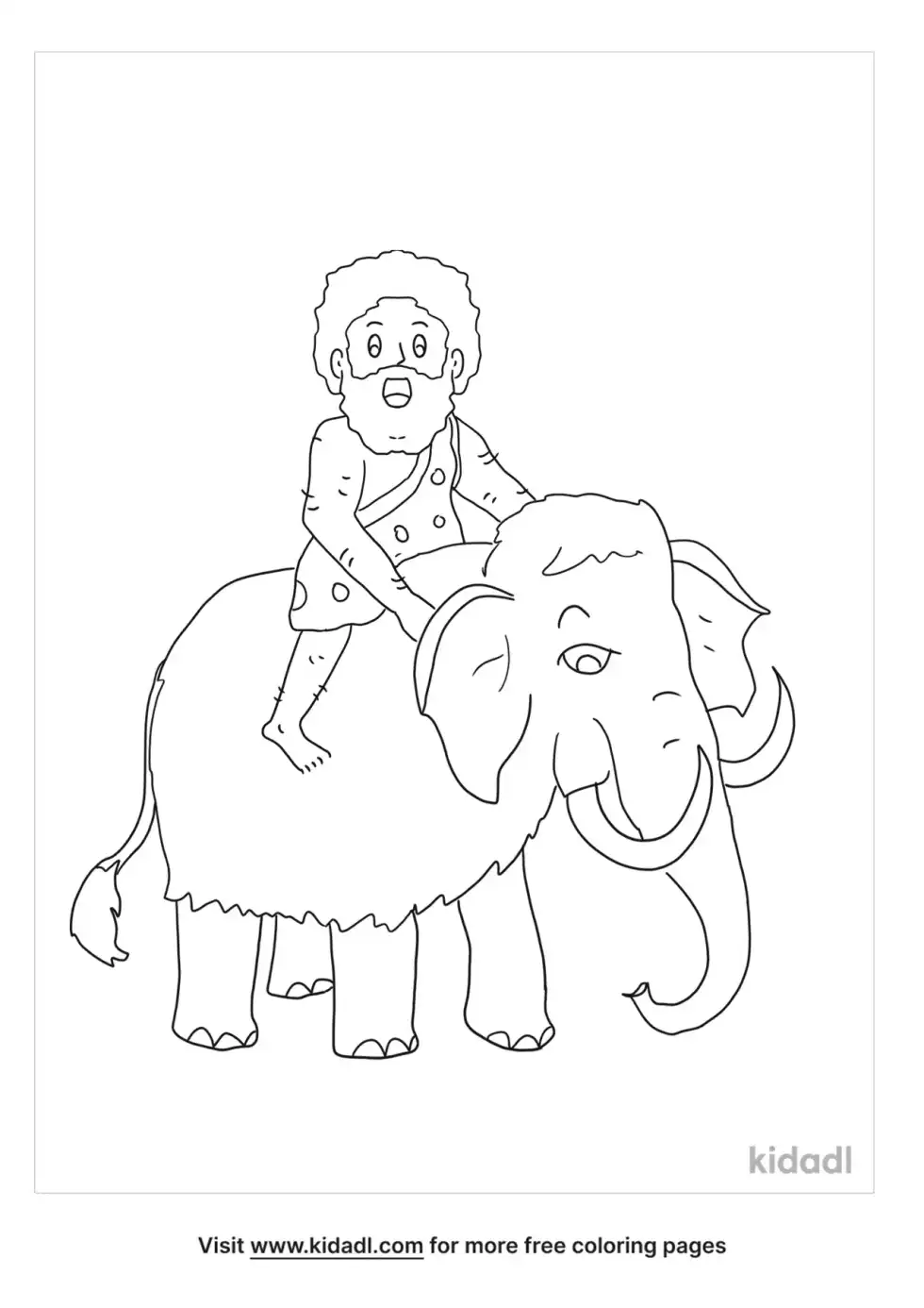 Caveman Riding Animal Coloring Page