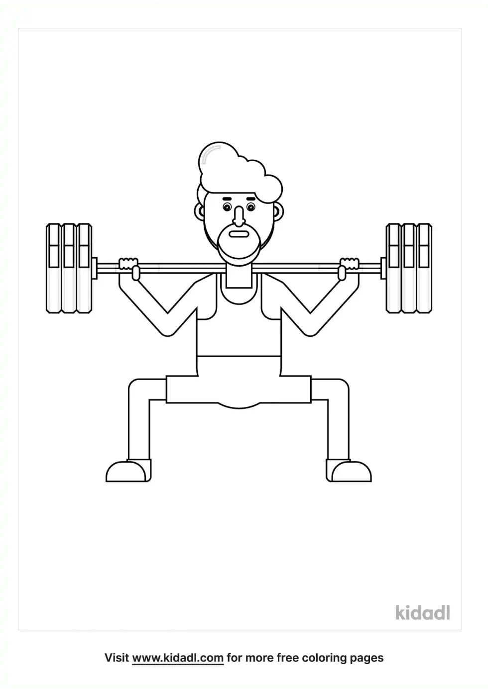 Cartoon Character Lifting Weights Coloring Page
