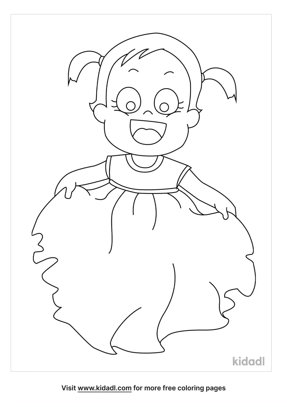 Wearing A Dress Coloring Page