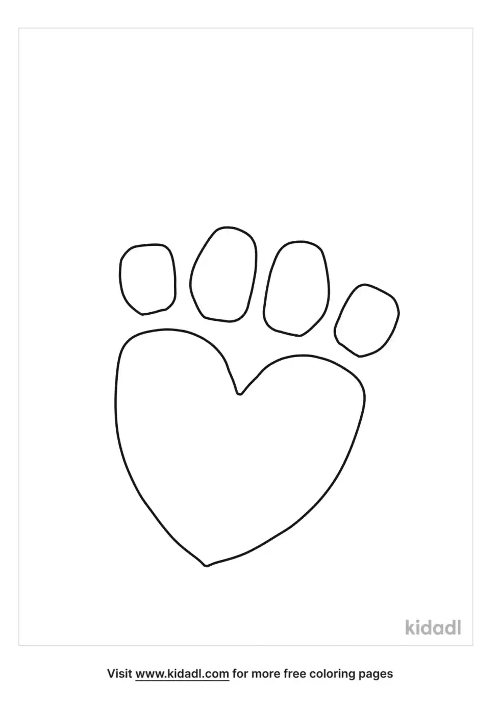 Heart Paw Print Coloring Page