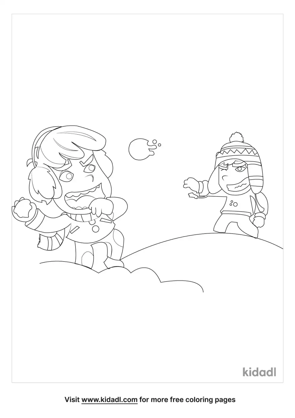 Snowball Fight Coloring Page