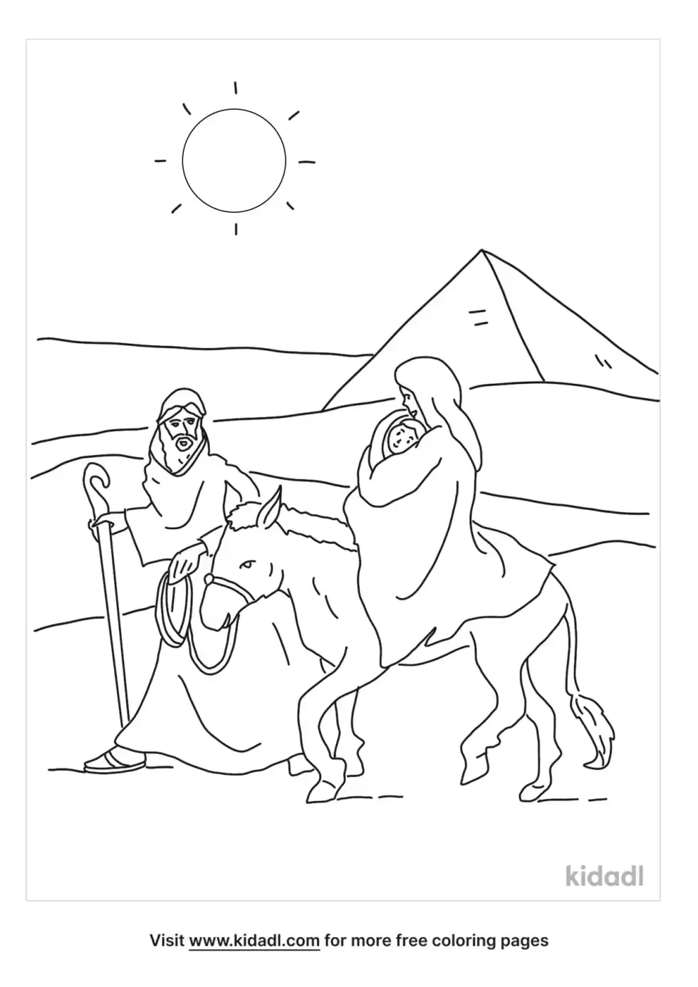 Joseph And Mary Flee To Egypt Coloring Page