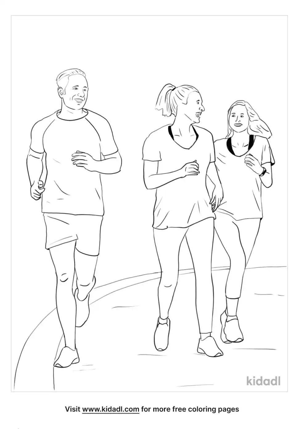 Group Running Coloring Page