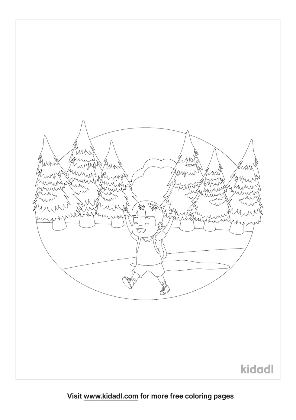 Boy In A Forest Coloring Page