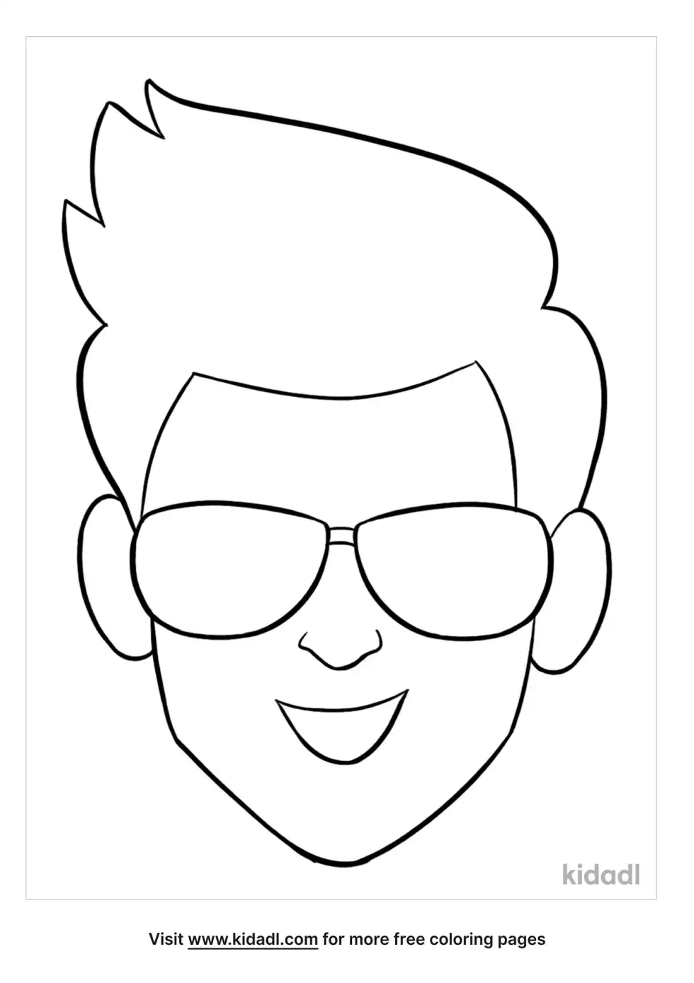 Man's Face With Ears And Sunglasses Coloring Page
