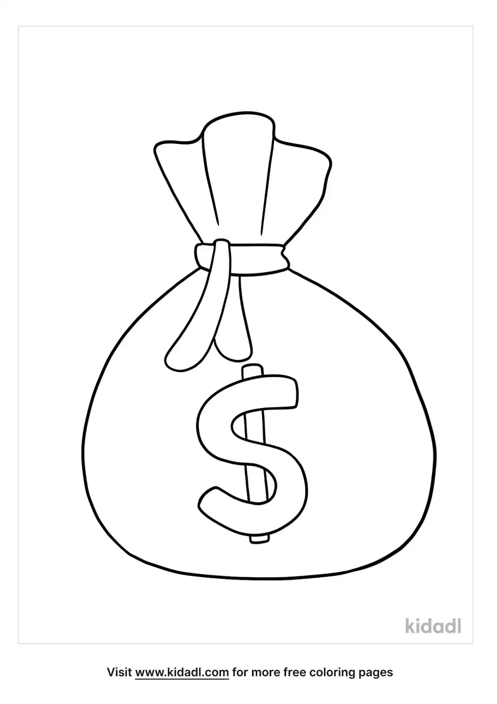 Bag Of Coins Coloring Page