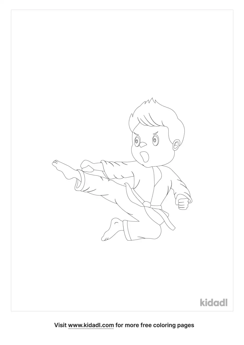 Boy Doing Karate Coloring Page