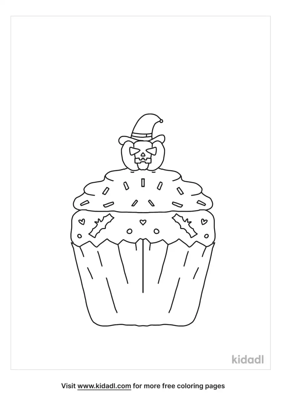 Halloween Cupcake Coloring Page