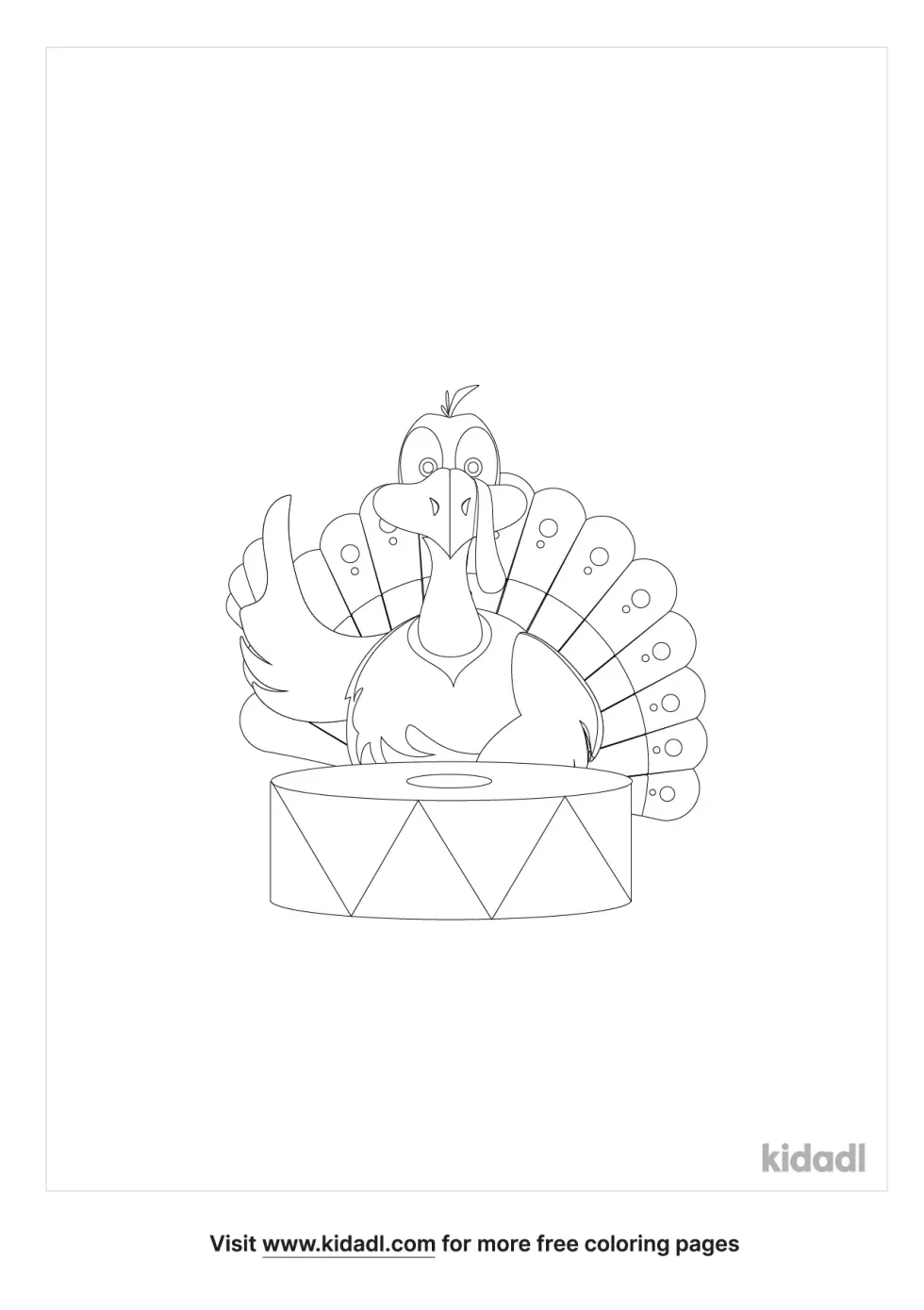 Turkey Playing Drums Coloring Page