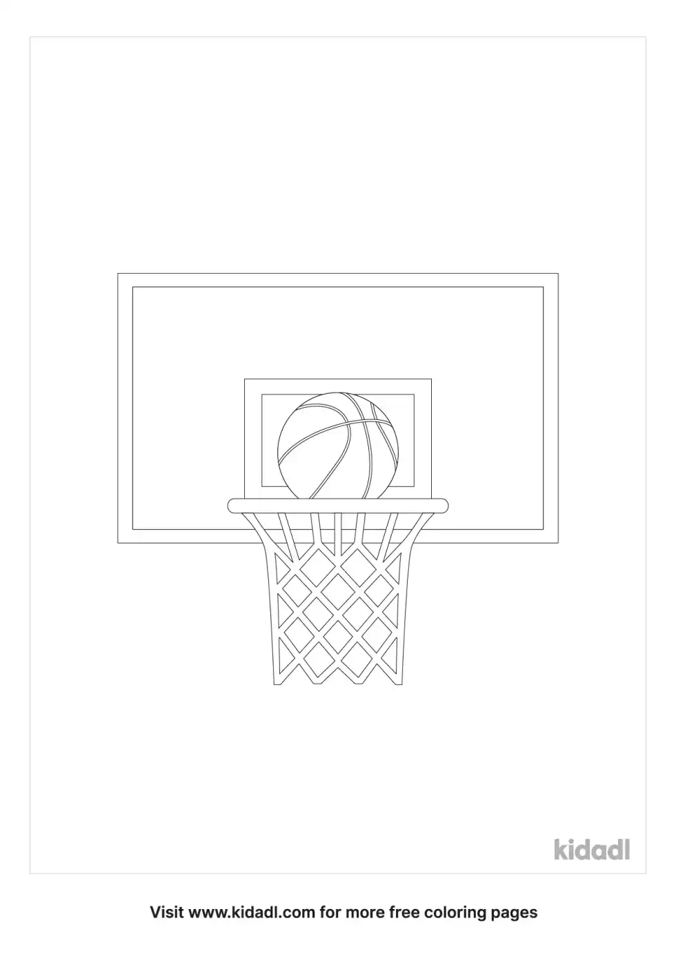 Basketball And Hoop Coloring Page