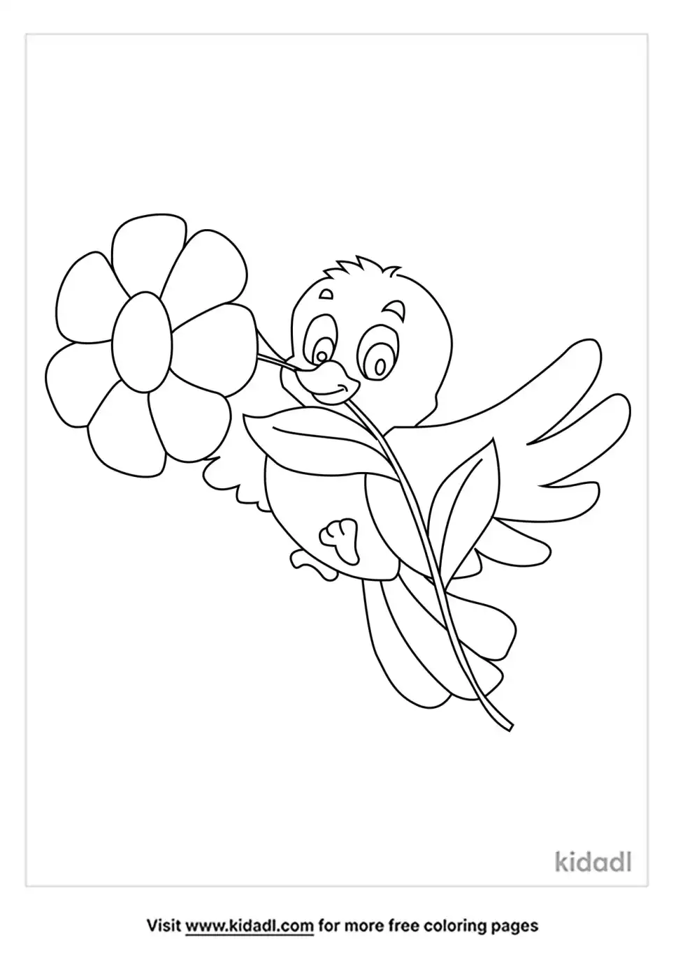 Bird And Flower Coloring Page