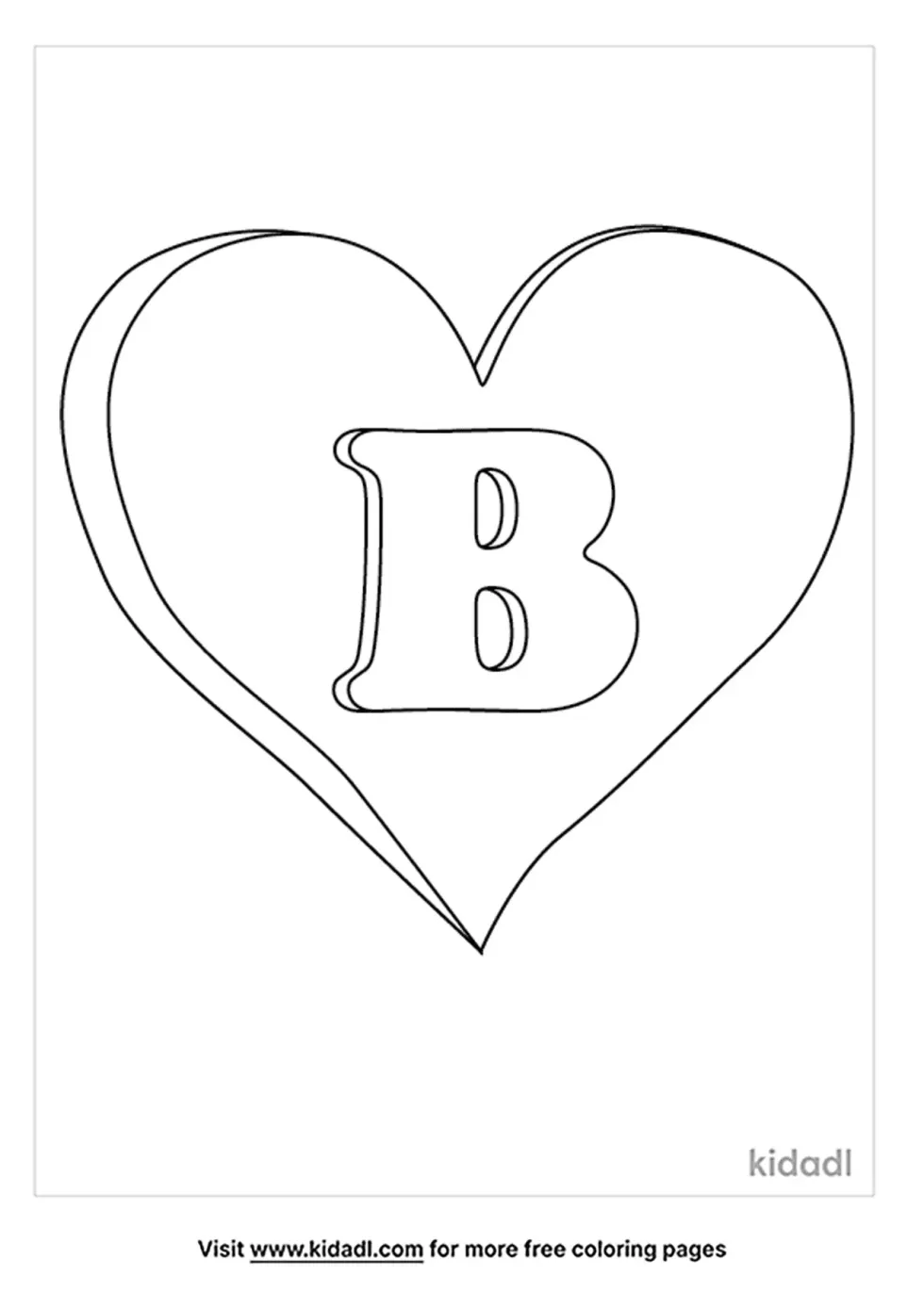 B In Heart Coloring Page