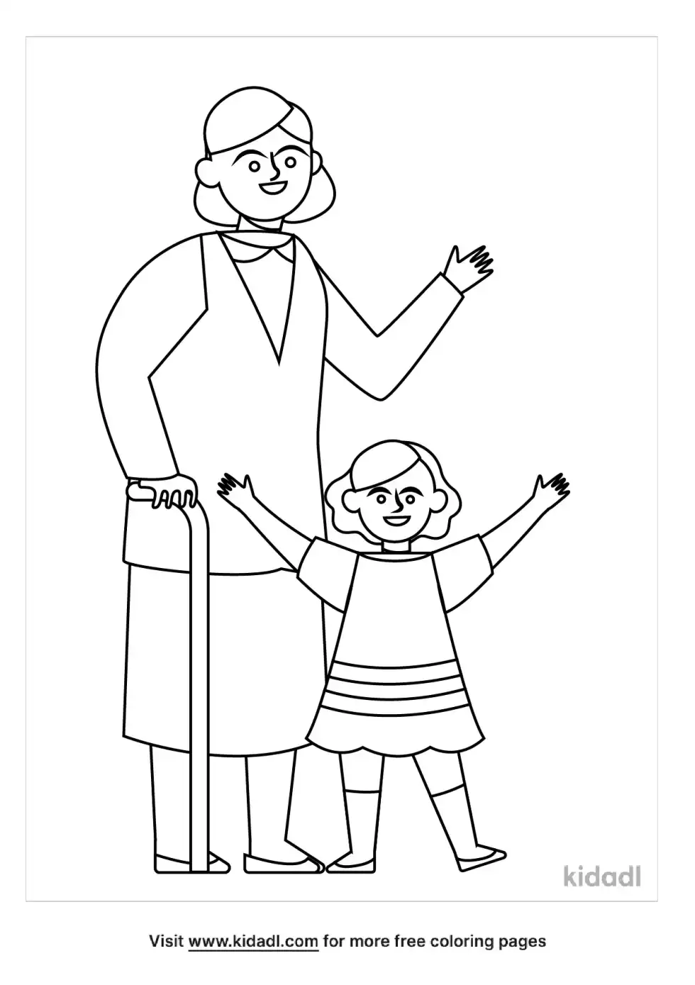 Grandma Granddaughter Coloring Page
