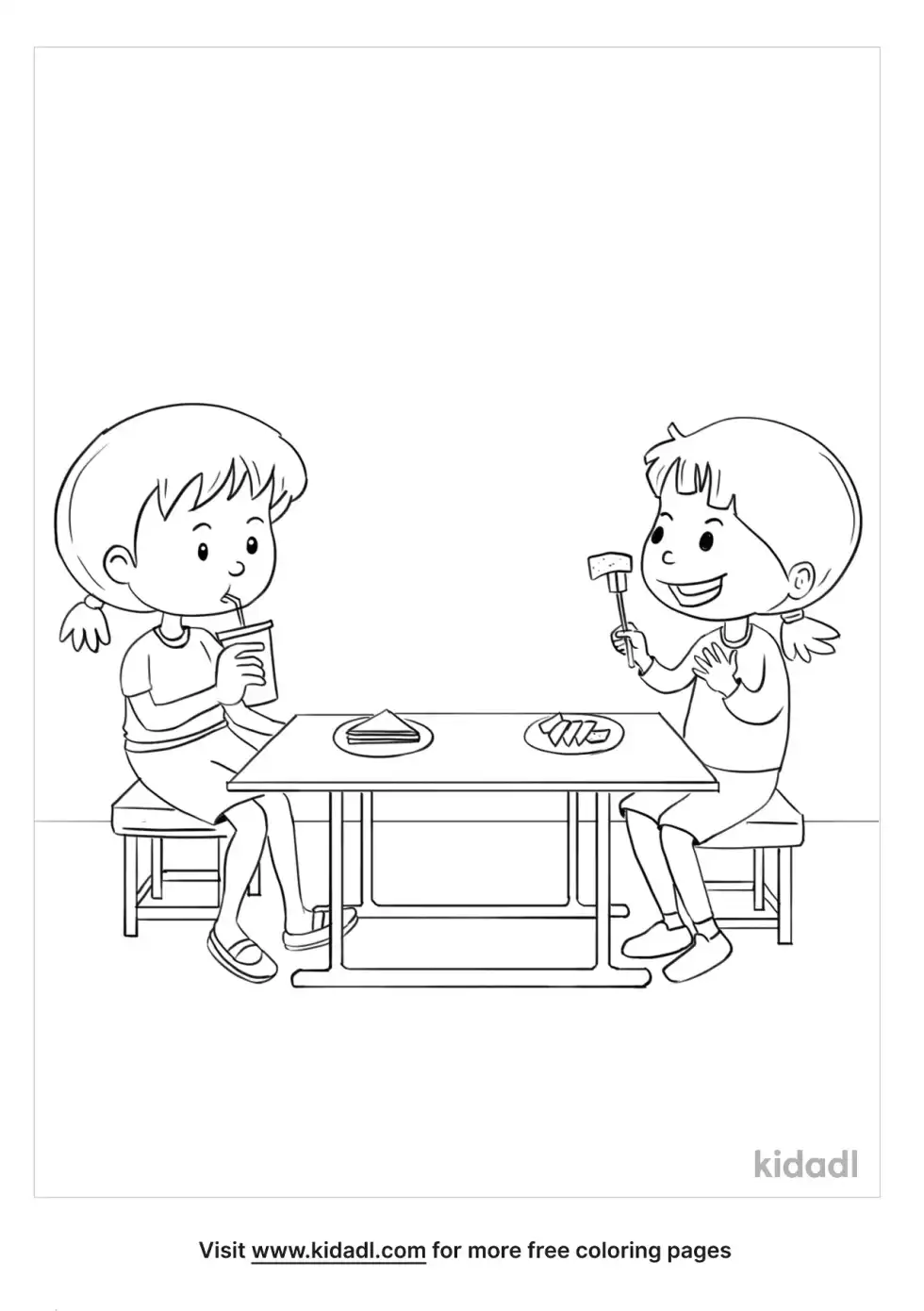Kids School Lunch Coloring Page