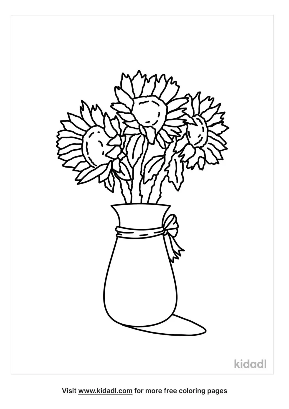 Sunflowers In A Vase Coloring Page