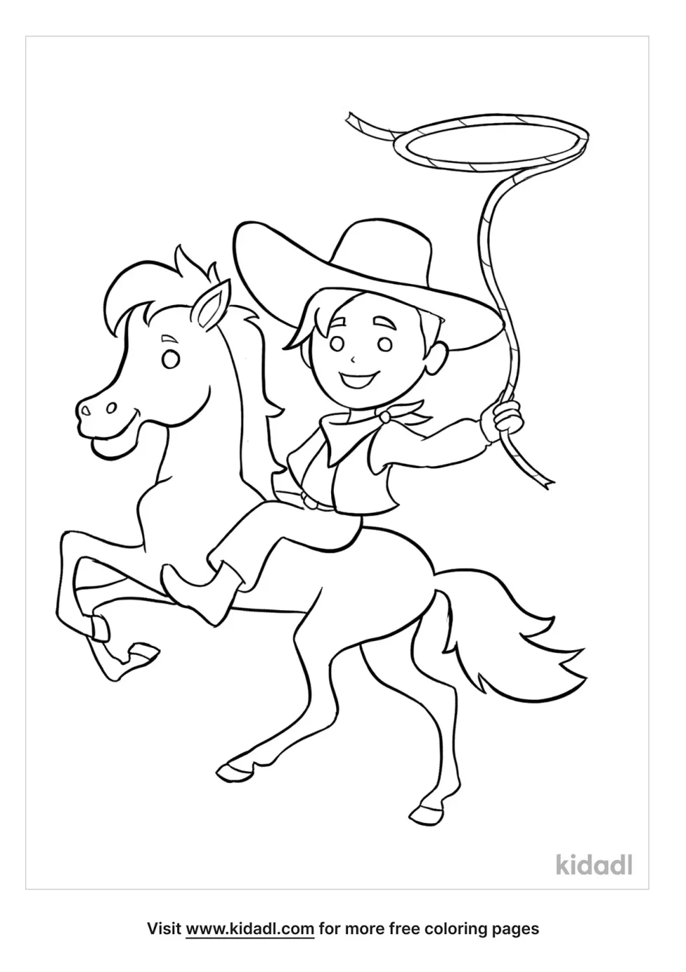 Cowboy On Horse Coloring Page