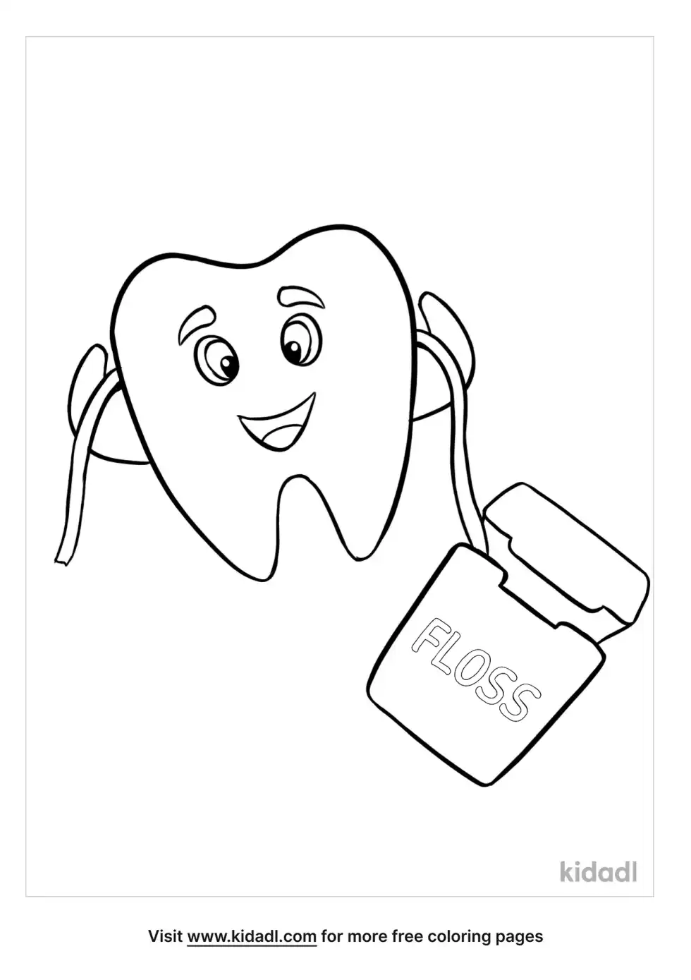 Dental Floss And Teeth Coloring Page