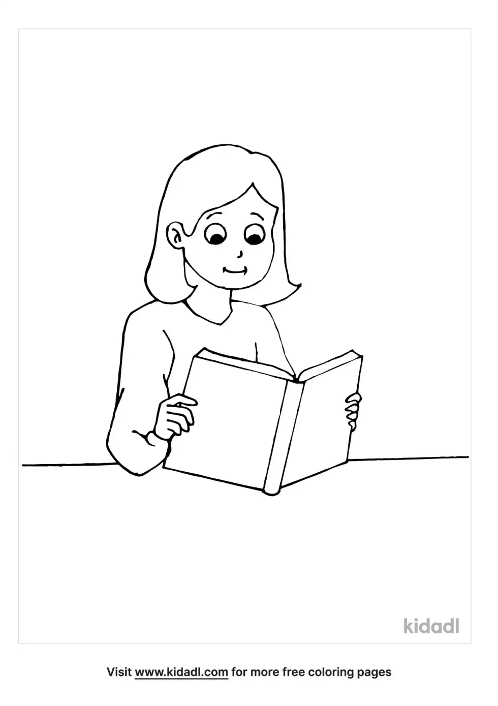 Girl Reading Coloring Page