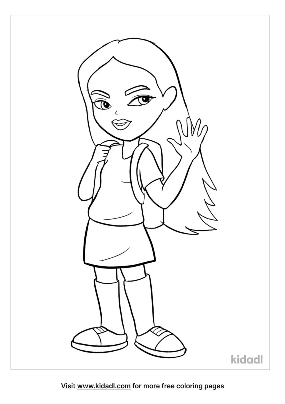 Pretty Middle School Girl Coloring Page