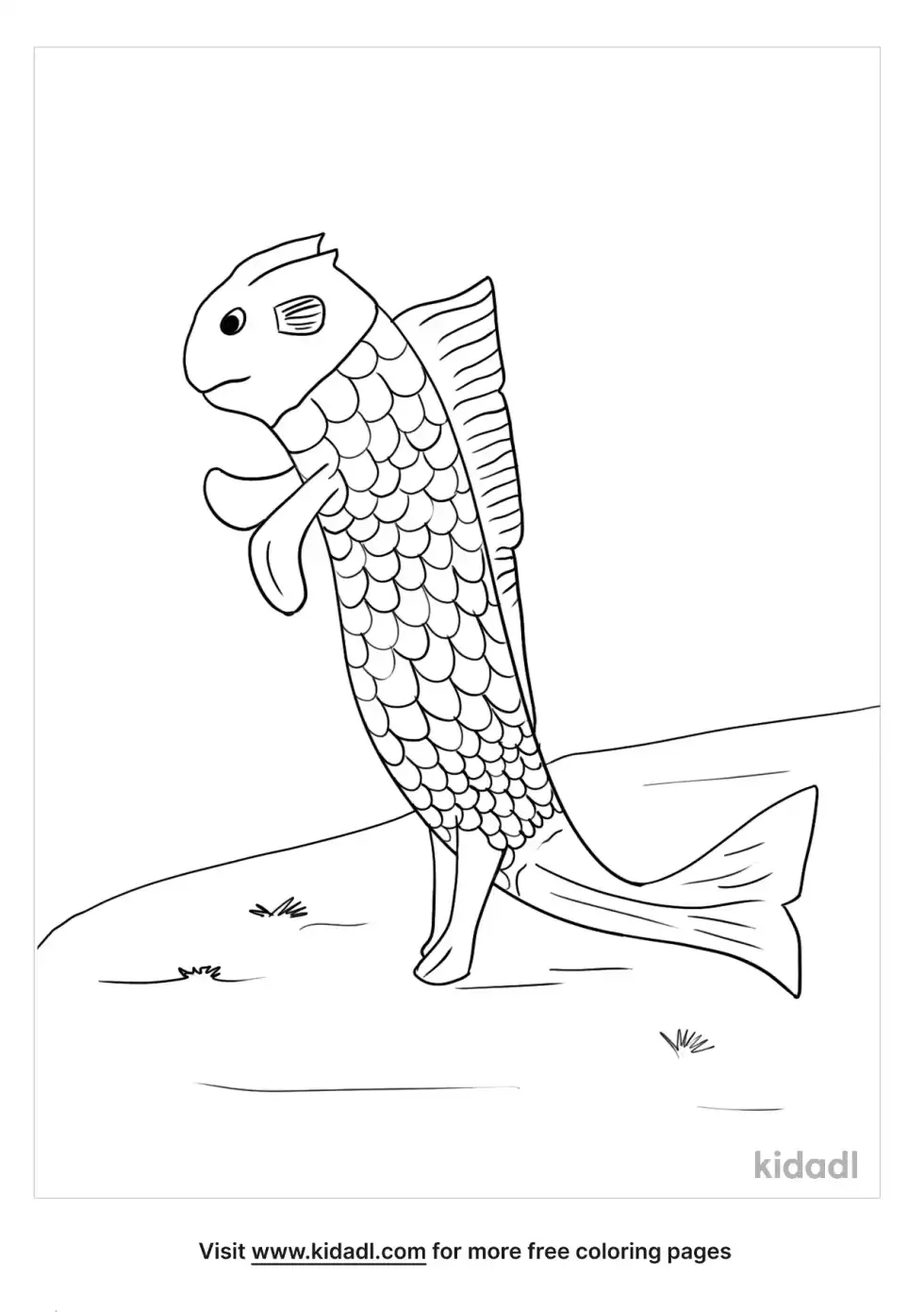 Walking Fish Coloring Page