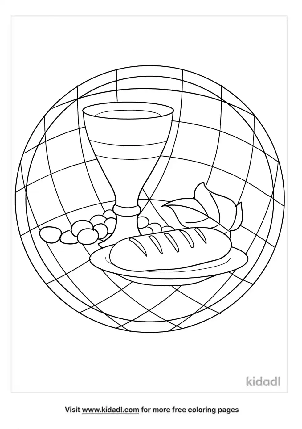 Bread And Wine Mosaic Coloring Page