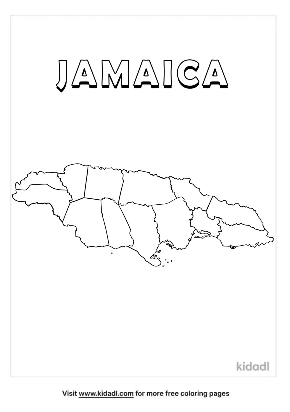 Map Of Jamaica Coloring Page