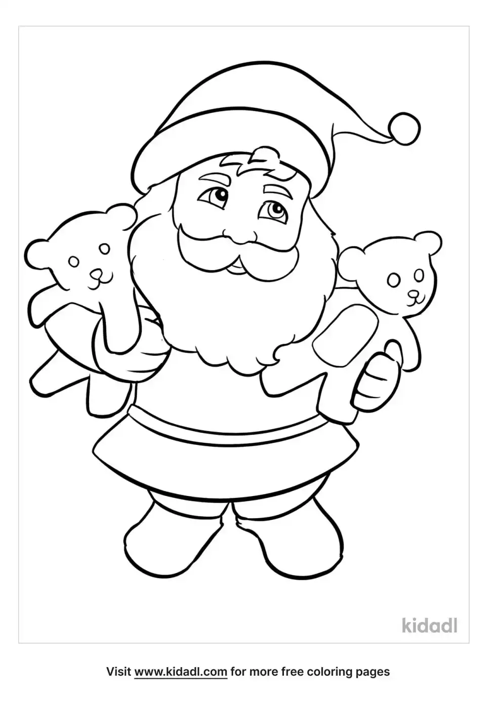 Santa Holding Bears Coloring Page