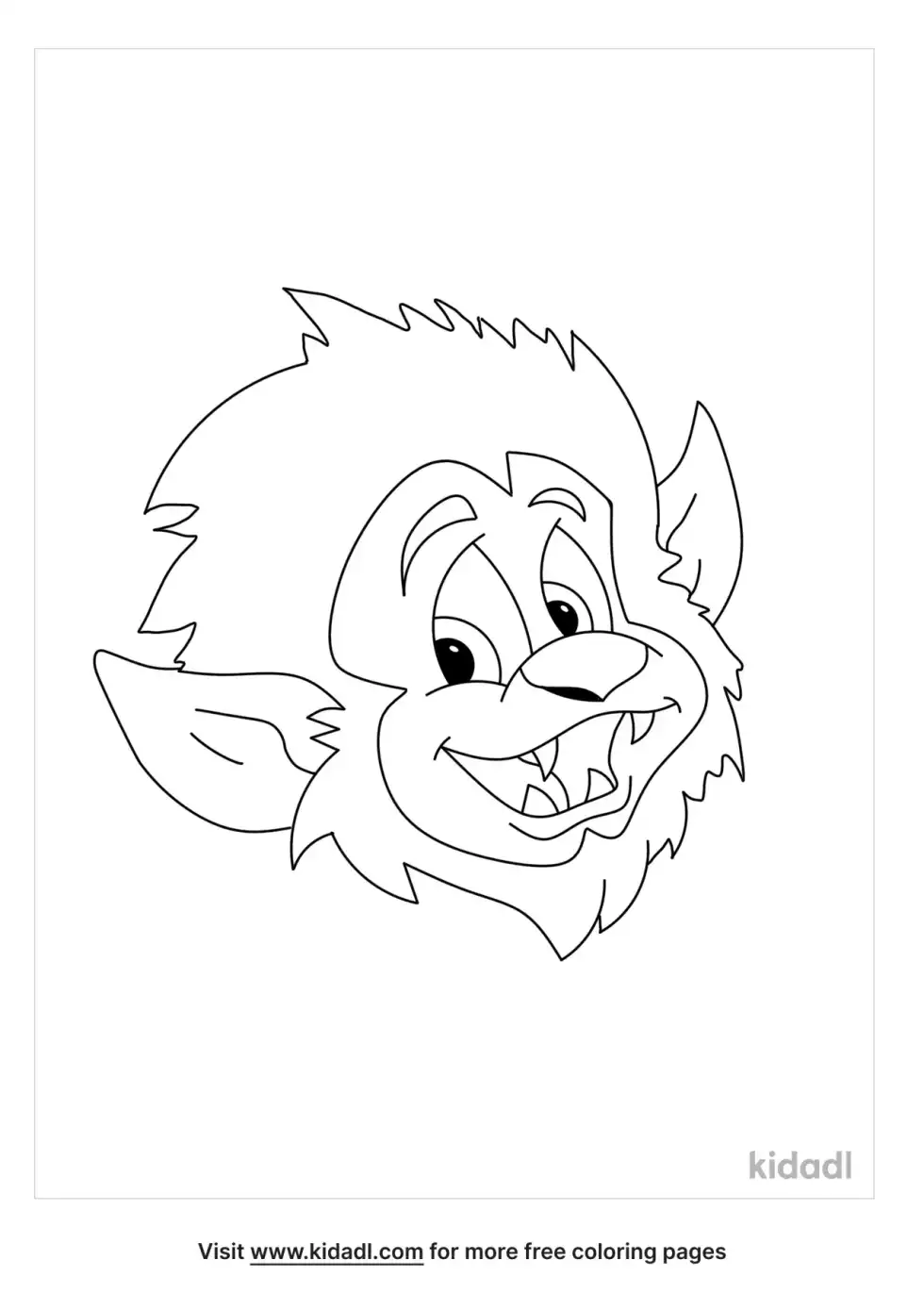 Cartoon Werewolf Face Coloring Page