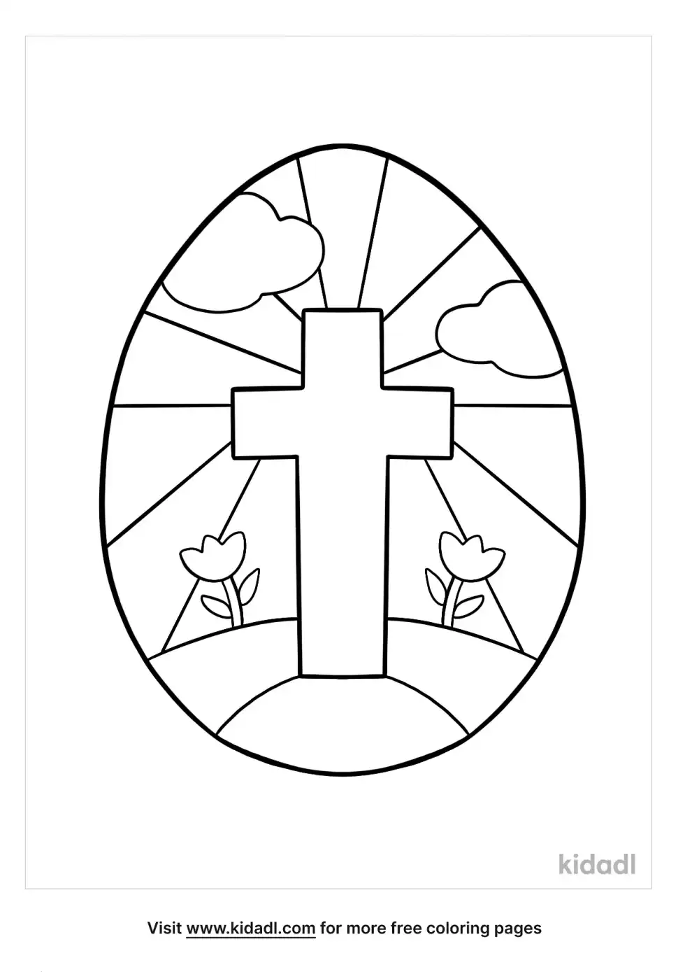 Easter Egg And Cross Coloring Page