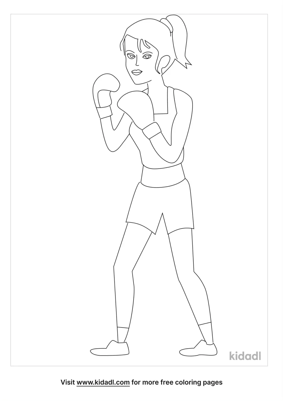 Woman Boxer Coloring Page