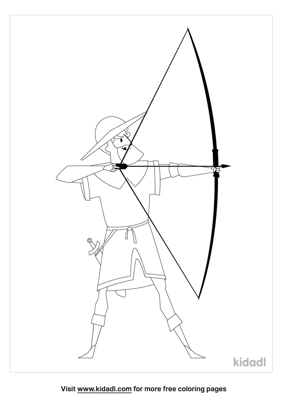 Medieval Archer Pointing His Bow To The Heavens