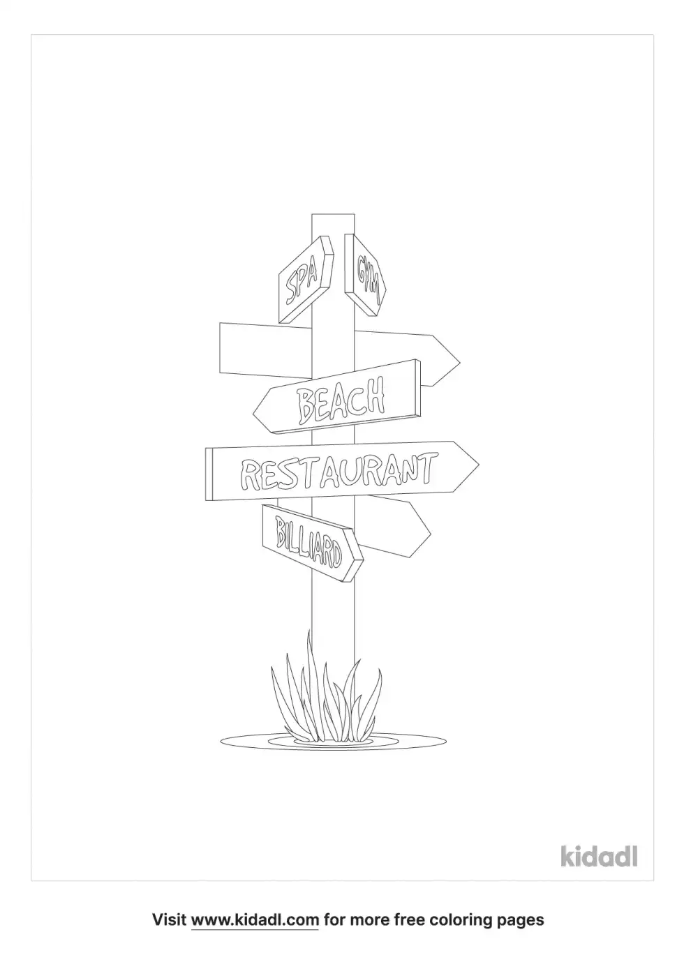 Directional Post Coloring Page