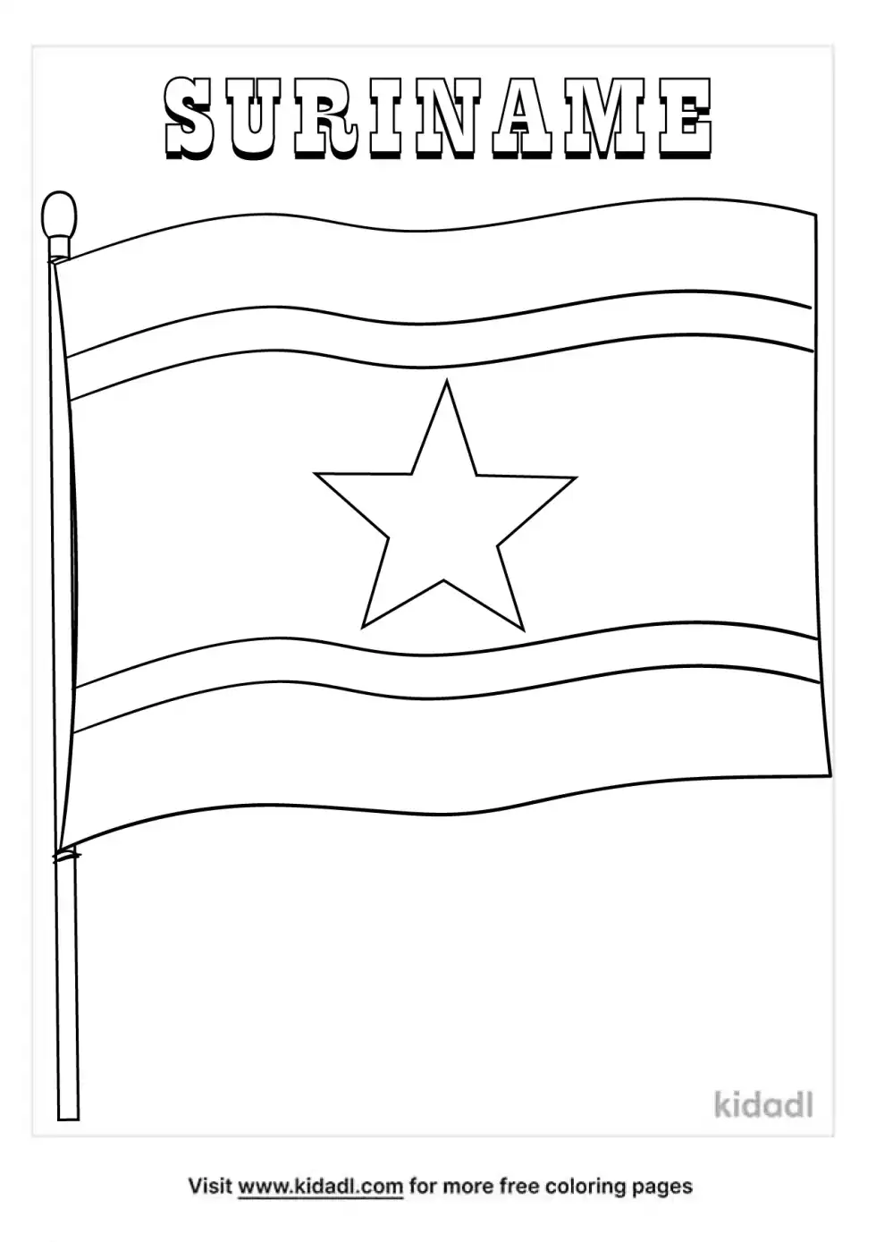 Suriname Flag Coloring Page
