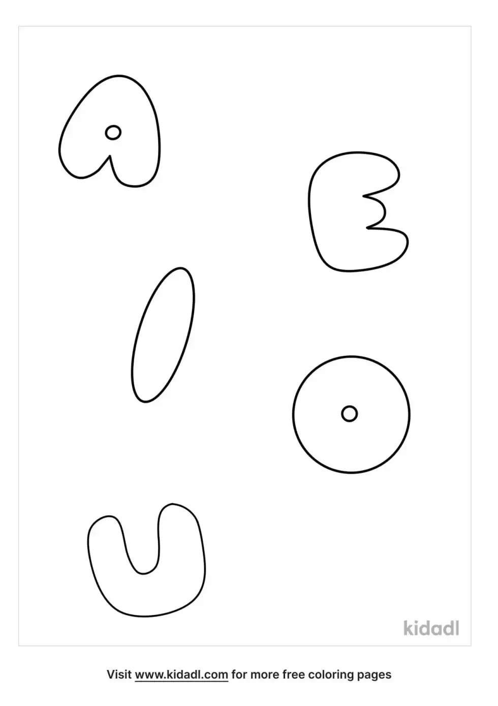 Vowel Bubble Letters Coloring Page