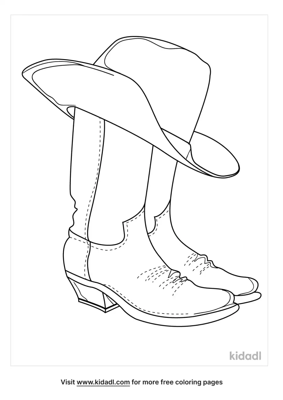 Hat And Cowboy Boots Coloring Page