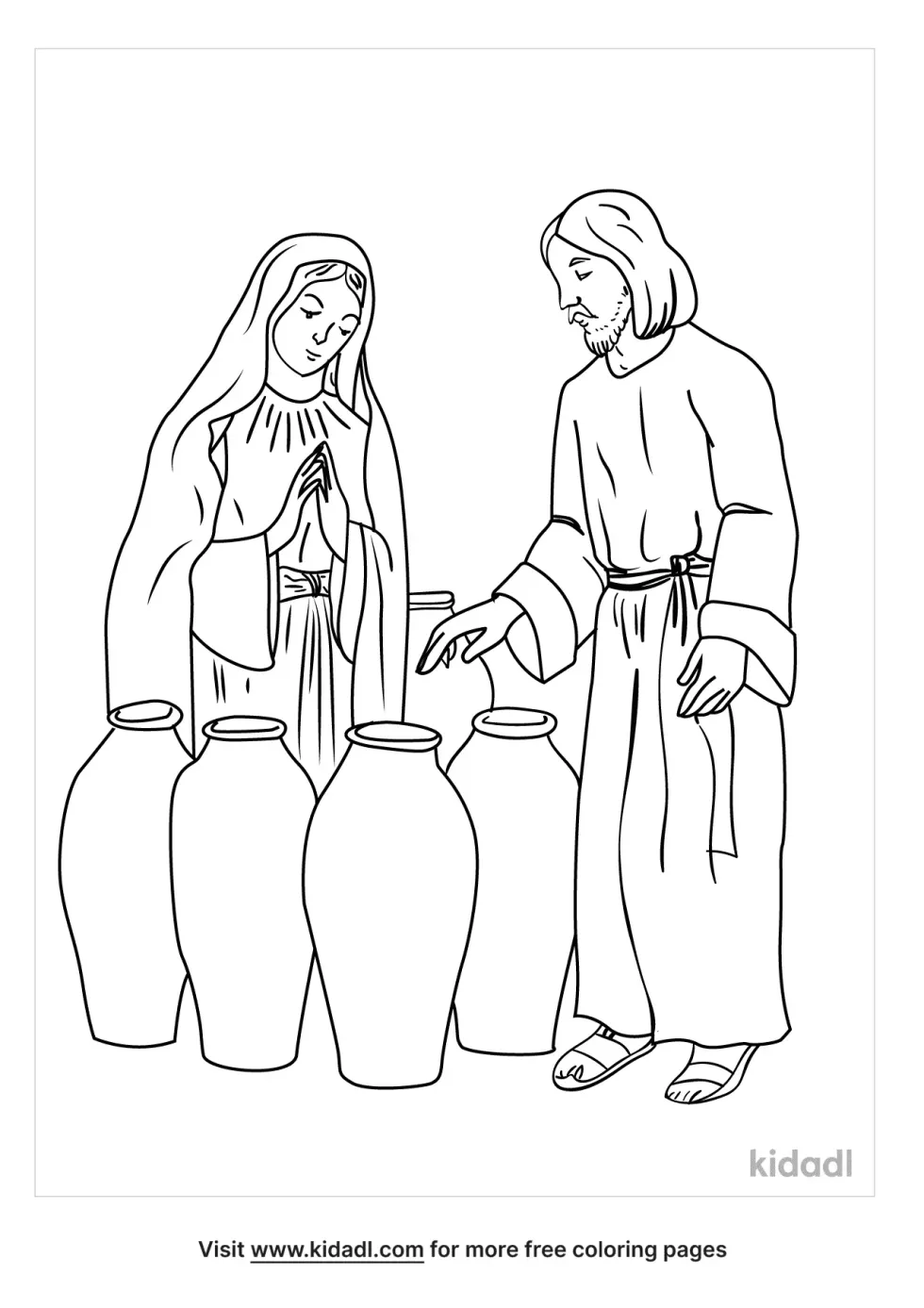 Jesus And The Wedding Feast Of Cana Coloring Page | Kidadl