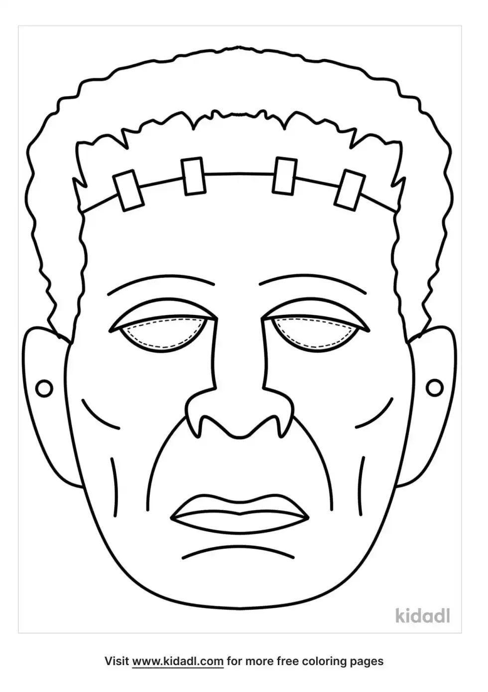 Frankenstein Halloween Mask Template Coloring Page