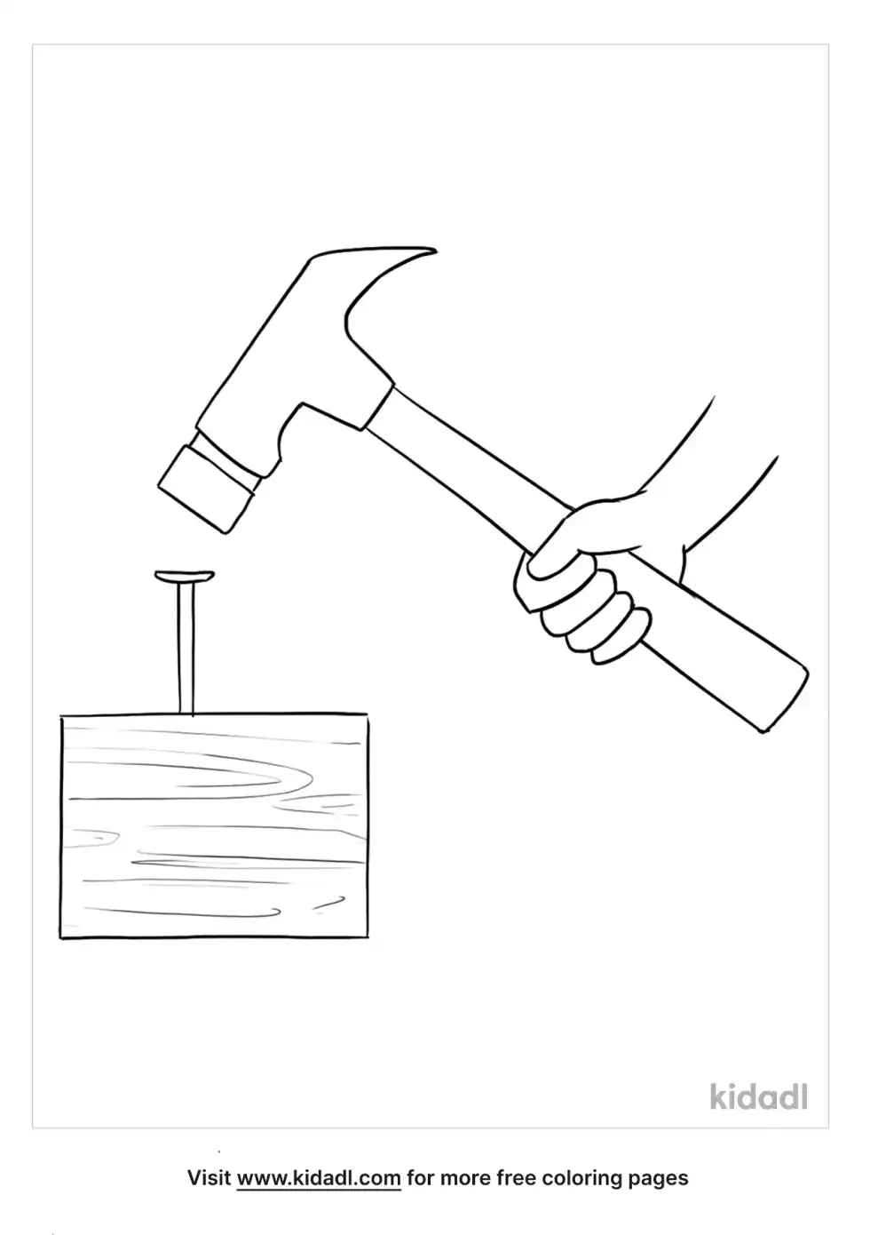 Hammering A Nail Coloring Page
