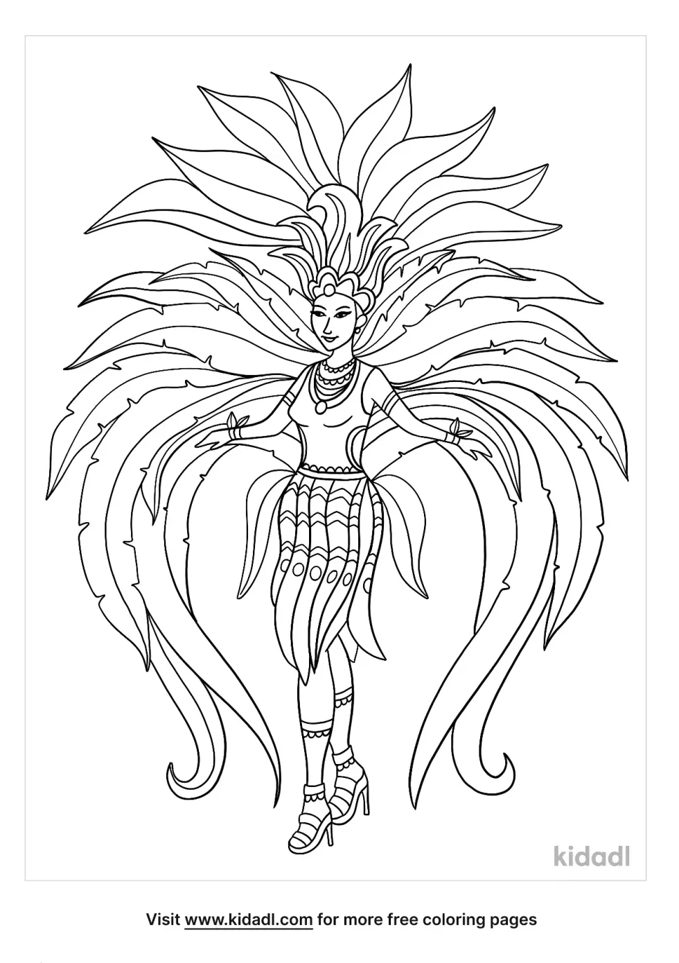 Carnival Lady Costume Coloring Page
