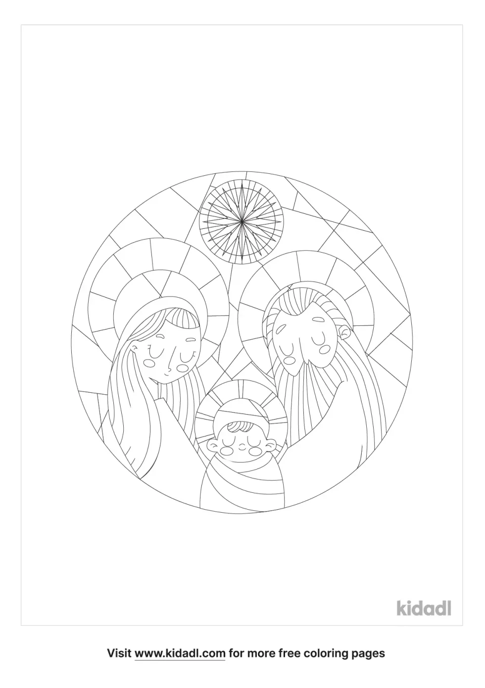 Nativity Stained Glass Coloring Page