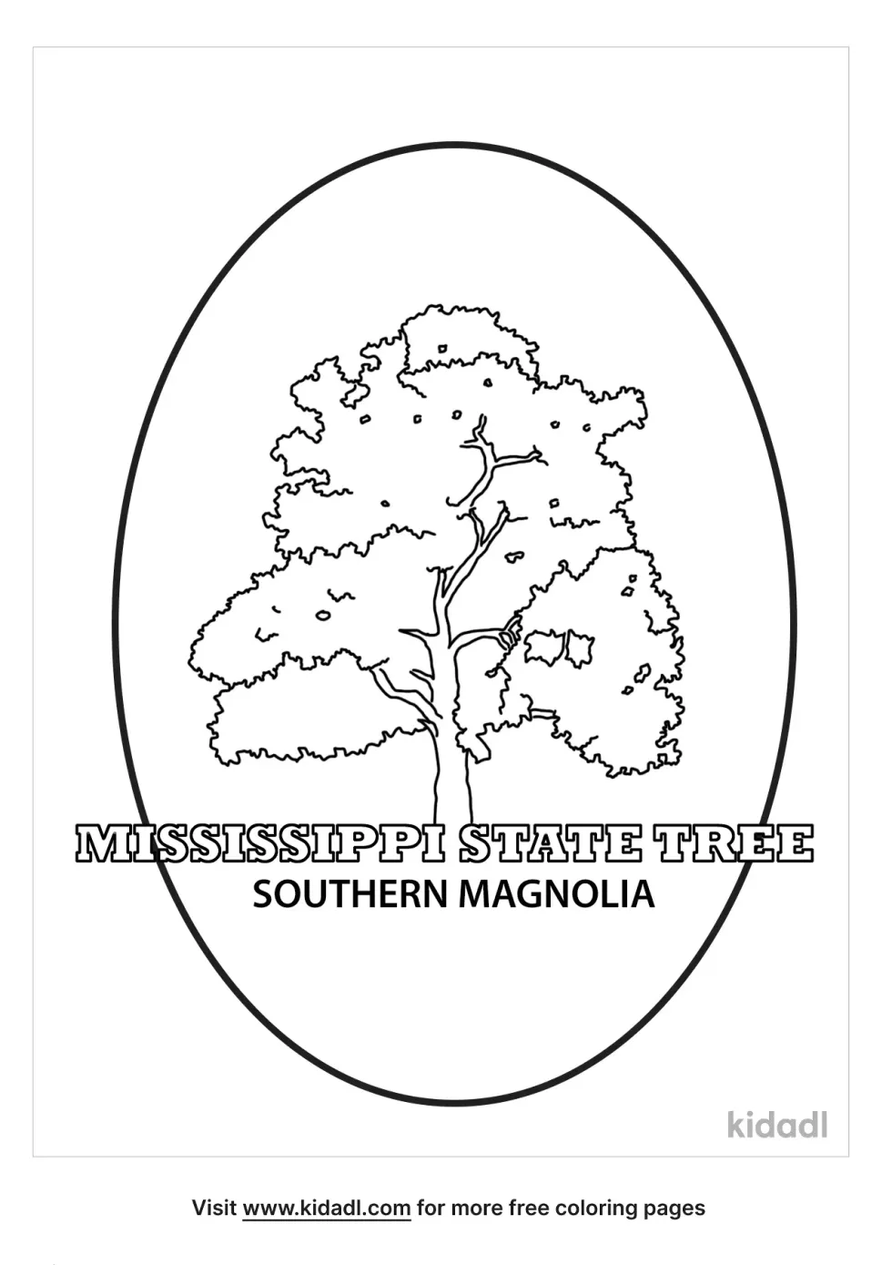 Mississippi State Tree Coloring Pag