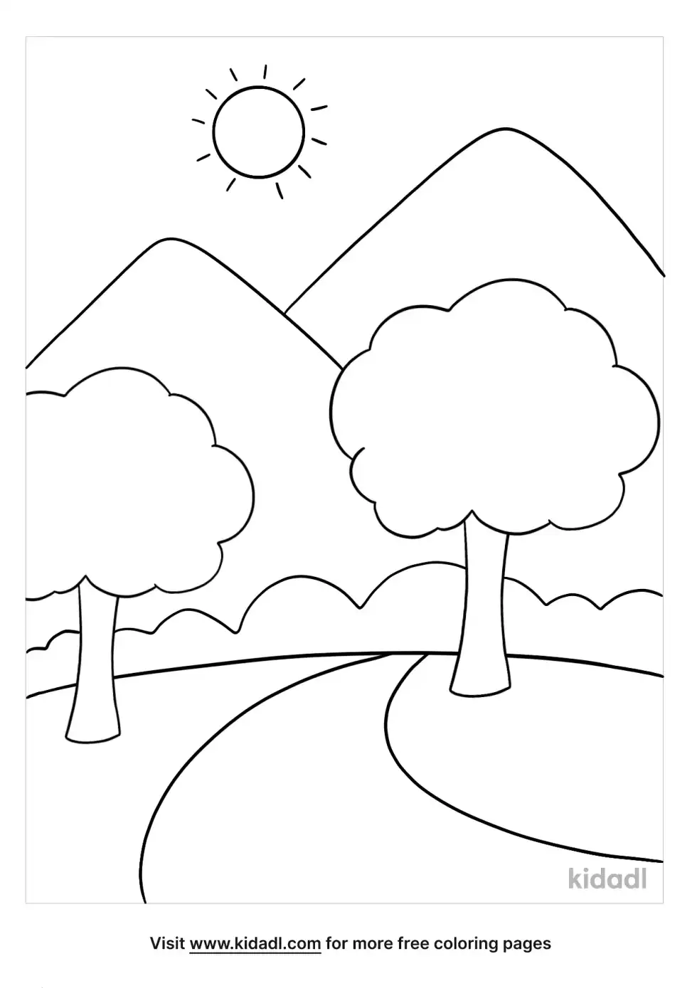 Easy Landscape Coloring Page