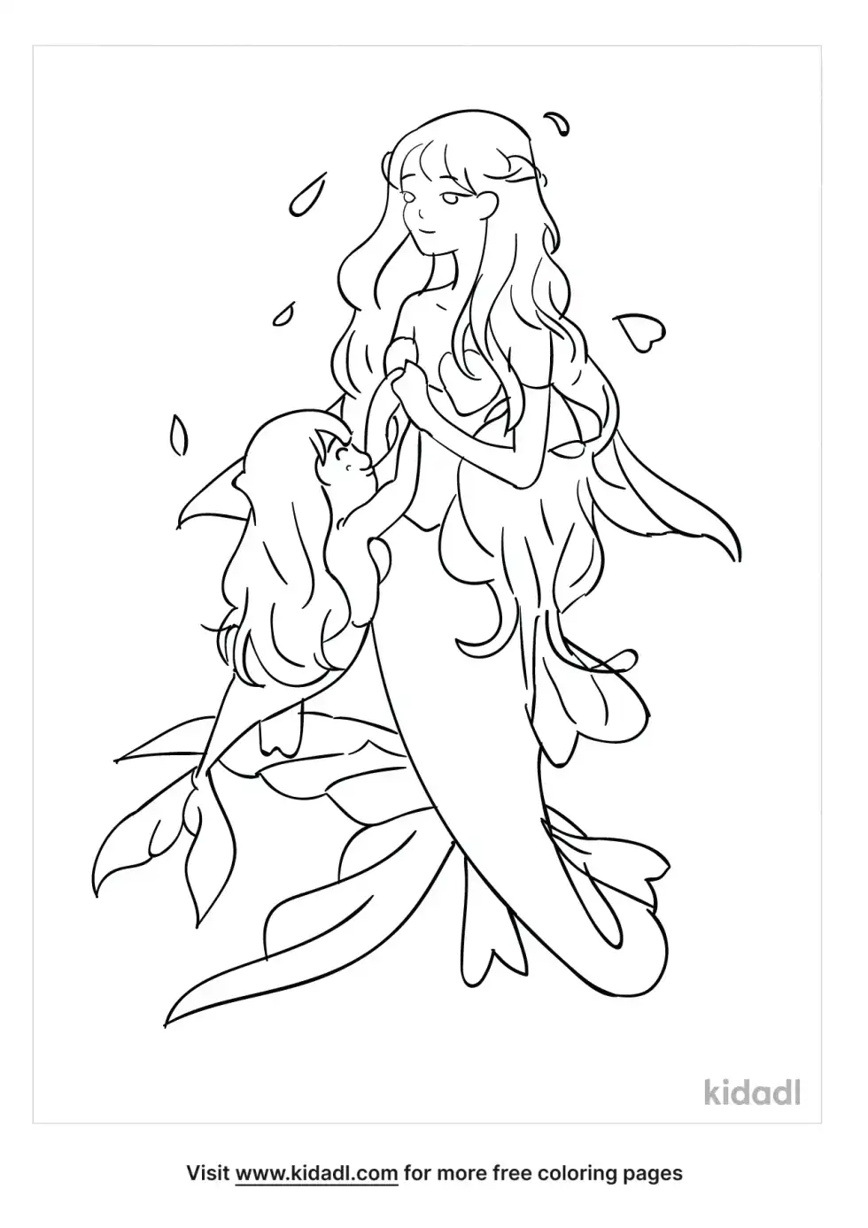 Mom And Baby Mermaid Coloring Page