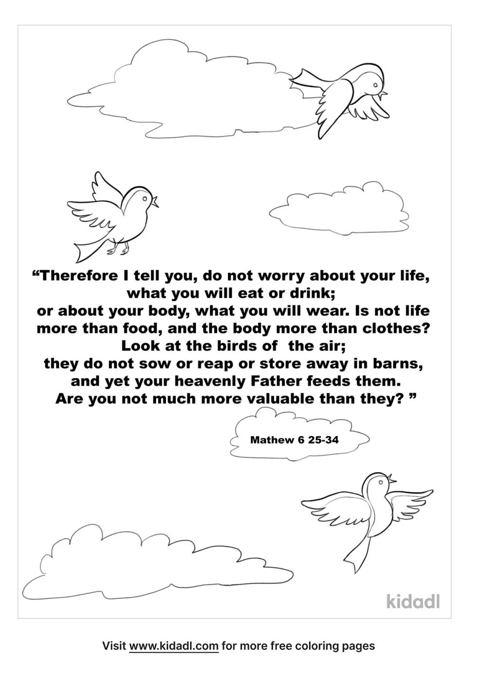 Matthew 6 25-34 Coloring Page
