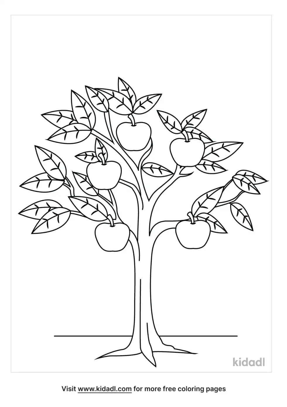 Five Apples On A Tree Coloring Page