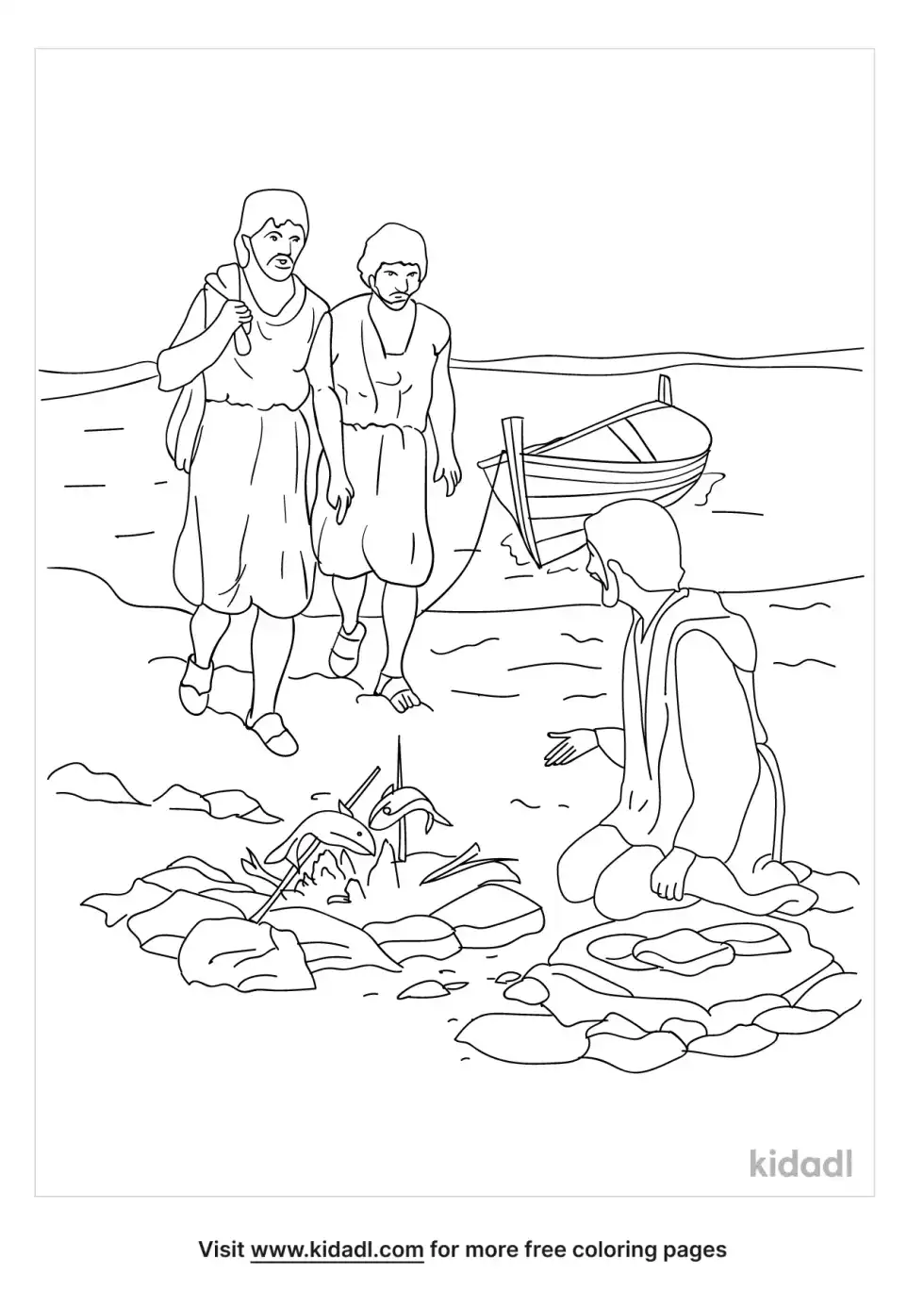 Resurrected Jesus On Beach Coloring Page